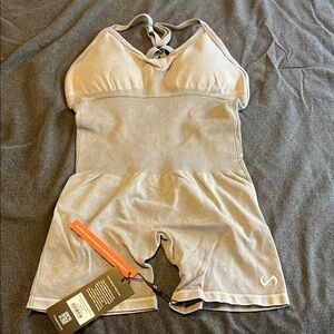 Gray Shapewear with Halter Top and Built-in Support